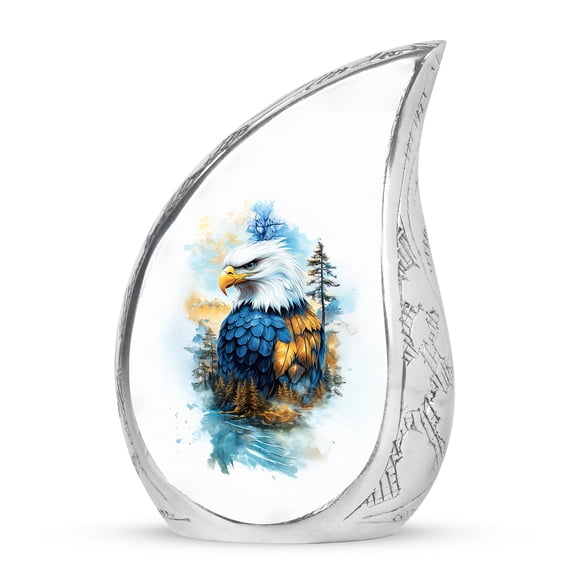 VALERASH Eagle Teardrop Urn for Ashes Adult Male - Keepsake White Drop Memorial Urns for Human Ashes Adult Female Cremation Urn- 3 Inch