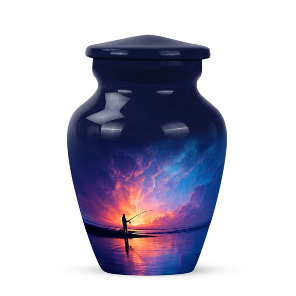 VALERASH Fishing Cremation Urns for Adult Ashes Women - Purple Miniature Burial Urns for Adult Male Blue small Memorial Urn for Ashes for Women - 3 Inch