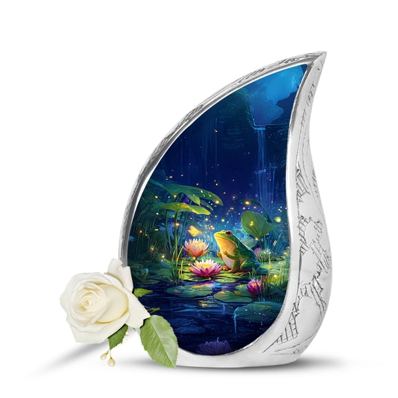 VALERASH Frog Urn for Baby - Blue Teardrop Cremation Urns for Human Ashes Adult Male & Female- 3 Inch