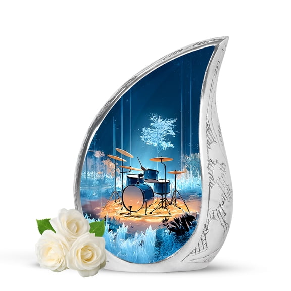 VALERASH Keepsake Drum Urns for Human Ashes Adult Man - Tiny Blue Memorial Cremation Urn for Ashes for Women Mini Funeral Urns for Adult Human- 3 Inch