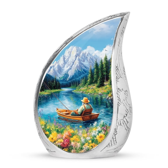 VALERASH Keepsake Fishing Urn - Blue Teardrop Cremation Urns for Human Ashes Adult Male & Female- 3 Inch