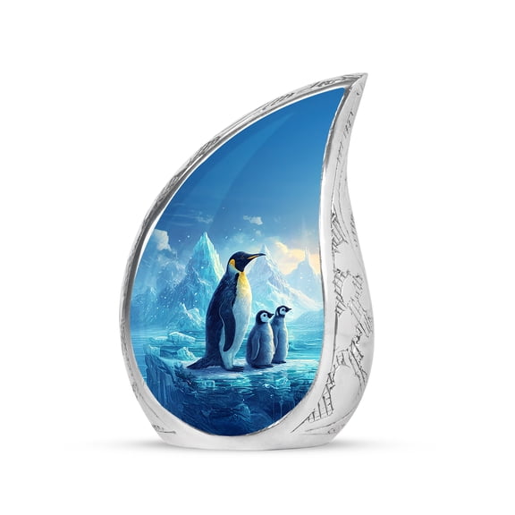 VALERASH Keepsake Penguin Urn for Ashes for Women & Man - 3 Inch Small Cremation Urns for Human Ashes Blue Teardrop Urns for Adult Male & Female - 3 Inch