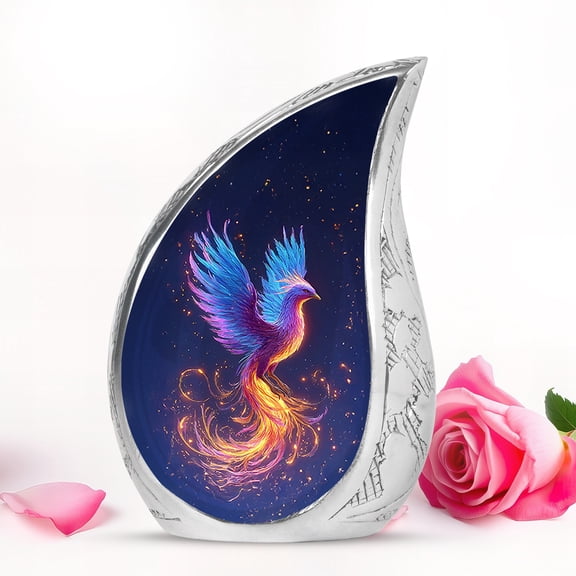 VALERASH Keepsake Phoenix Urn - Blue Teardrop Memorial Urn for Ashes Adult Male & Female Small Funeral Urn for Ashes for Women & Man- 3 Inch