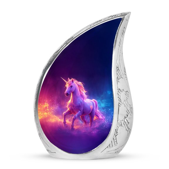 VALERASH Keepsake Unicorn Cremation Urns for Adult Ashes Women - Pink Teardrop Memorial Urns for Adult Male Mini Flower Urn for Mom & Dad- 3 Inch