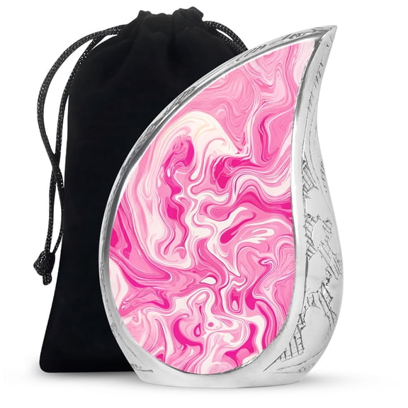 VALERASH Large Pink Tear Drop Urn - Decorative Urns for Human Ashes Drop Urn for Burial- 10 Inch
