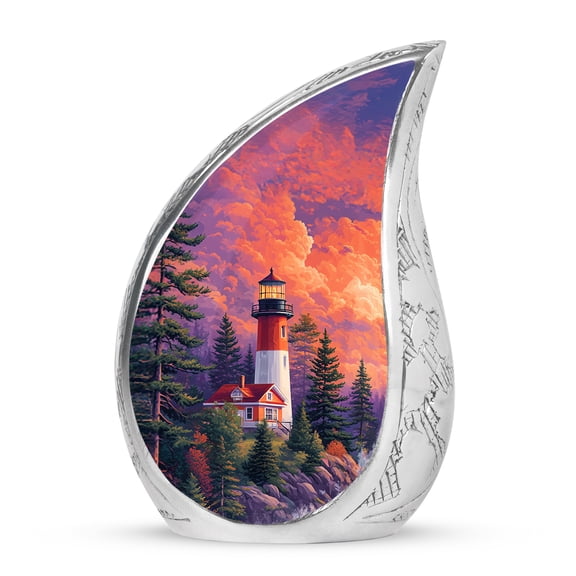 VALERASH Lighthouse Cremation Urn for Human Ashes Adult Male - Decorative Landscape Memorial Urn for Ashes for Women- 3 Inch