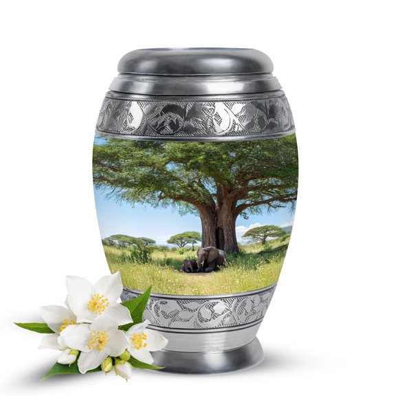 VALERASH Mini Elephant Funeral Urns for Adult Ashes Female & Male - Small Green Urn for Ashe for Women & Man - Mini Decorative Tree Urn - Cremation Urn for Mom & Dad - 3 Inch Sympathy Gift