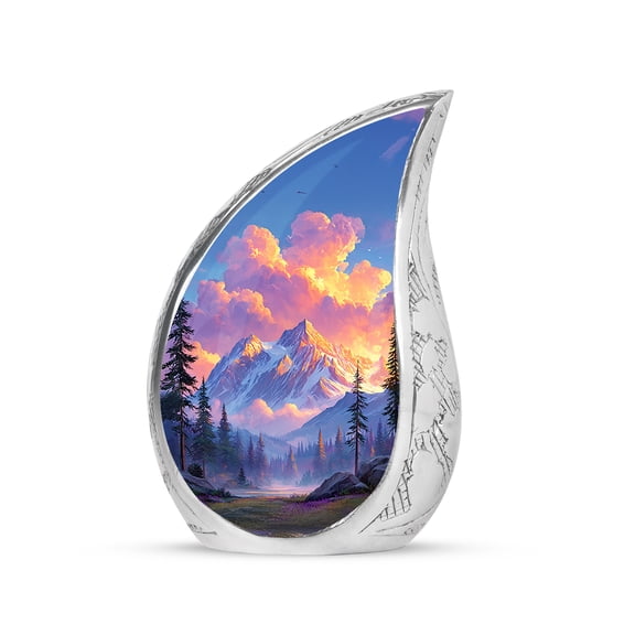 VALERASH Mini Mountain Urn for Ashes – 3 Inch Keepsake Teardrop Burial Urns for Adult Male – Small Memorials Urns for Human Ashes - Blue Cremation Urn for Adults - 3 Inch