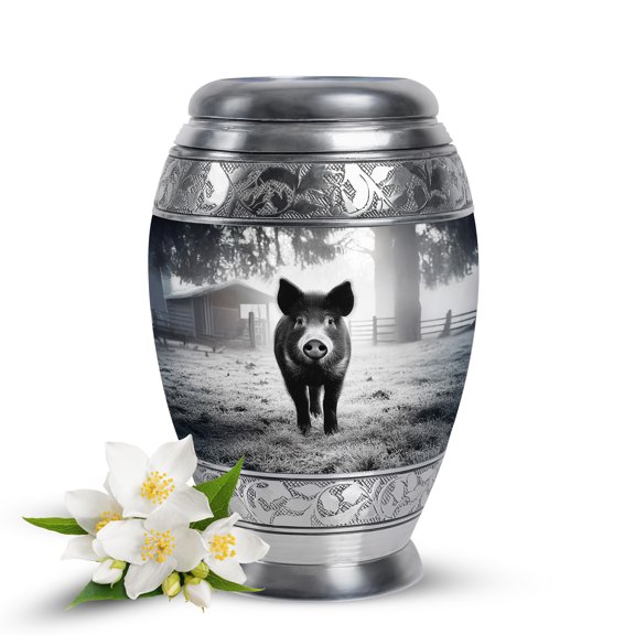 VALERASH Pig Tiny Memorial Urns for Adult Male - Mini Grey Funeral Urn for Ashes for Women - Keepsake Burial Urns for Mother & Father - Cremation Urn for Adult Human - 3 Inch