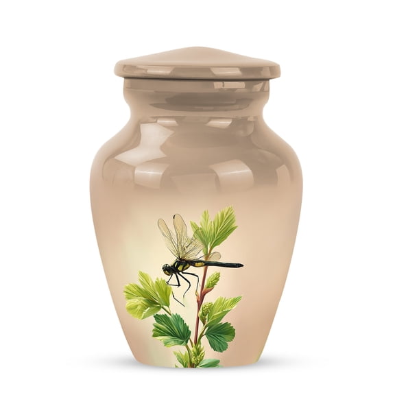 VALERASH Small Dragonfly Little Burial Urns for Human Ashes Adult Man - Mini Brown Burial Urns for Human Ashes Adult Female Keepsake Memorial Container - 3 Inch