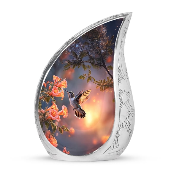 VALERASH Small Hummingbird Funeral Urns for Adult Male - Handcrafted Mini Flower Cremation Urn for Ashes for Women- 3 Inch