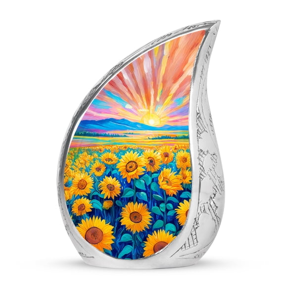 VALERASH Sunflower Mini Urns for Human Ashes Adult Female 3 Inch - Keepsake Blue Cremation Urns for Human Ashes- 3 Inch