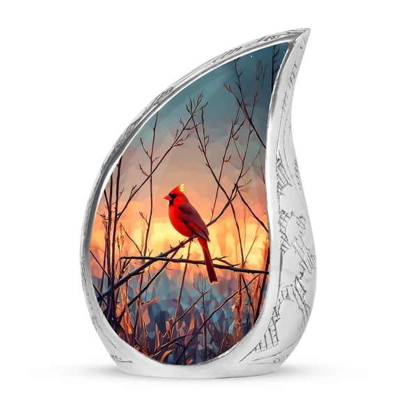 VALERASH Teardrop Cardinal Bird Cremation Urns for Human Ashes Adult Man & Women 3 Inch - Small Urns for Human Ashes Keepsake- 3 Inch