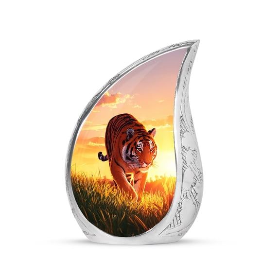 VALERASH Tiger Urns for Human Ashes Adult Man 3 Inch Small - Decorative Sunset Funeral Urns for Human Ashes Adult Female Memorial Urn for Mom & Dad- 3 Inch