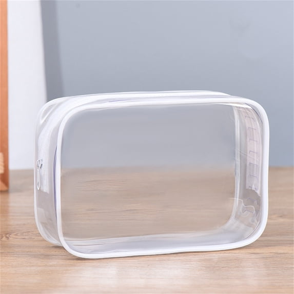 VALESSL PVC Transparent Makeup Bag And Portable Large Capacity Cosmetic Storage Bag Plastic Zipper Wash Bag
