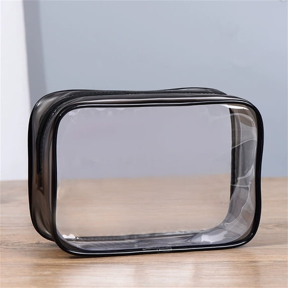 VALESSL PVC Transparent Makeup Bag And Portable Large Capacity Cosmetic Storage Bag Plastic Zipper Wash Bag