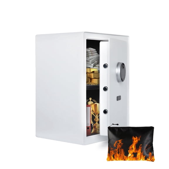 VALINIRT 2.0 Cu.Ft Large Home Safe,with Fireproof Waterproof Bag, Heavy Duty Fingerprint Security Safe, Built-In Drawer and Removable Shelf for Storing Valuables