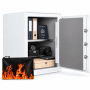 VALINIRT 2.0 Cu.Ft Large Home Safe,with Fireproof Waterproof Bag, Heavy Duty Fingerprint Security Safe, Built-In Drawer and Removable Shelf for Storing Valuables