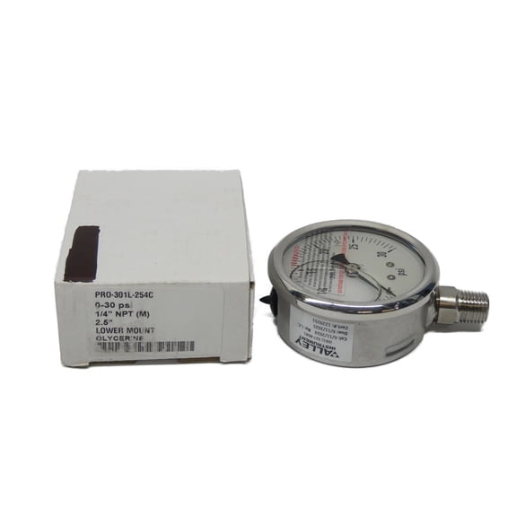 VALLEY INSTRUMENT PRO-301L-254C 0-30PSI 1/4" NSMP