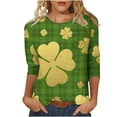 thumbnail image 1 of VALMASS 3/4 Sleeve St Patrick's Day Shirts Women Plus Size Crew Neck Graphic Tops Casual Loose T-Shirts (2XL, Green-B), 1 of 5