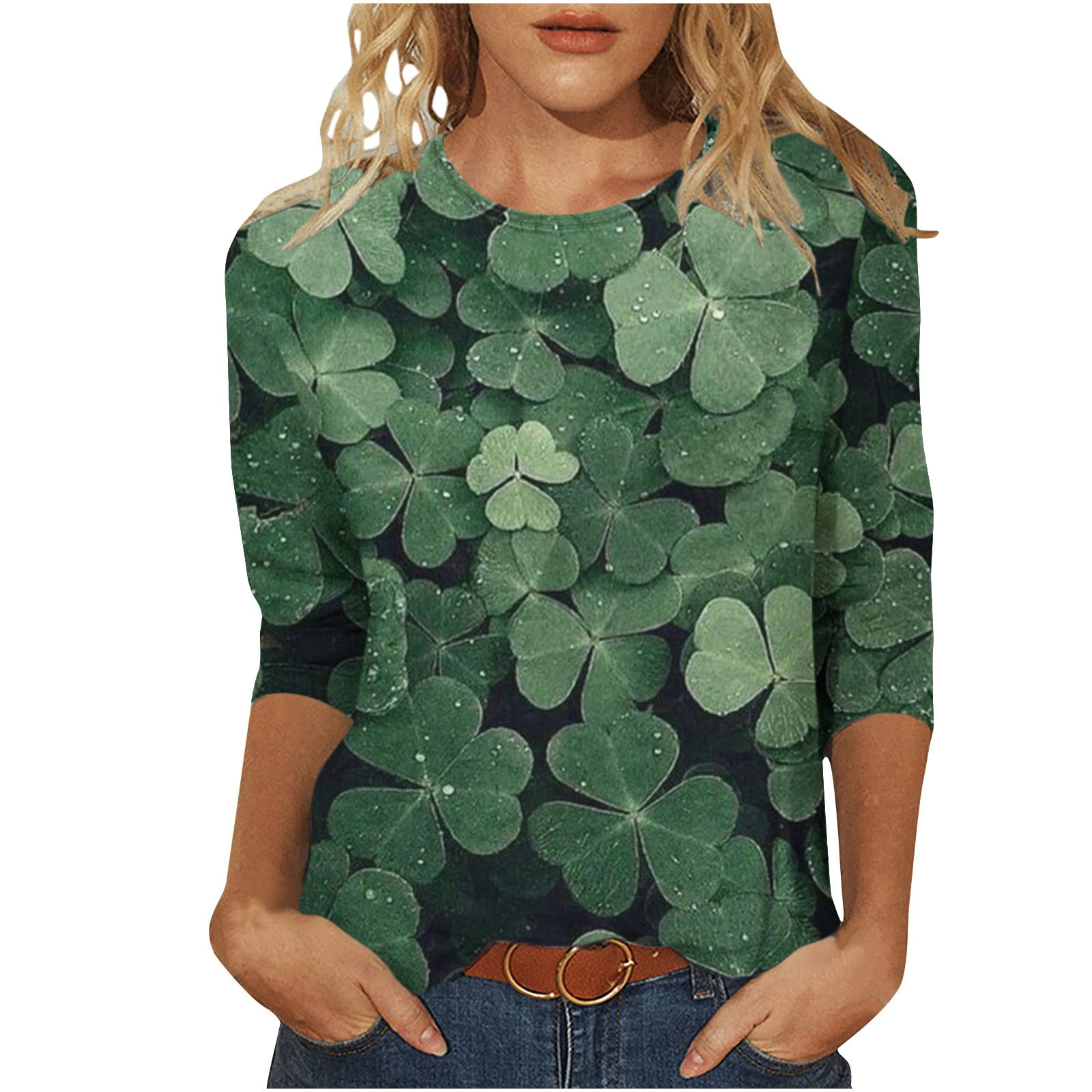 XLIEVO St. Patrick's Day Shirt For Women - Lucky Shamrock Graphic Short Sleeve Crew Neck T-Shirt