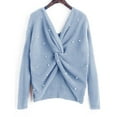thumbnail image 1 of VALMASS Cable Knit Sweater for Women Pullover Long Sleeve Deep V Neck Winter Tops Casual Loose Hiking Sweaters (XL, Light Blue), 1 of 6
