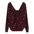 thumbnail image 1 of VALMASS Cable Knit Sweater for Women Pullover Long Sleeve Deep V Neck Winter Tops Casual Loose Hiking Sweaters (XL, Wine), 1 of 6