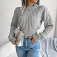 thumbnail image 1 of VALMASS Cable Knit Sweaters Women Long Sleeve Crewneck Crop Tops Tunic Pullover Winter Trendy Sweaters (S, Gray), 1 of 8