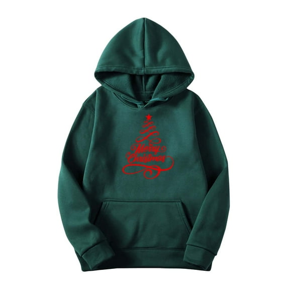 VALMASS Christmas Sweatshirts for Men Xmas Trees Graphic Long Sleeve Hooded Tops Fall Winter Cozy Warm Going Out Hiking Hoodies (L, D Army Green)