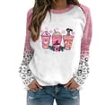 thumbnail image 1 of VALMASS Plus Size Sweatshirt for Women Breast Cancer Awareness Raglan Sleeve Tops Casual Lightweight Crewneck Blouses (S, C Pink), 1 of 4