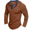thumbnail image 1 of VALMASS Sweatshirt Long Sleeve Button V Neck Slim Fit Stand Collar Winter Solid Color Pullover Man (M, Brown), 1 of 8