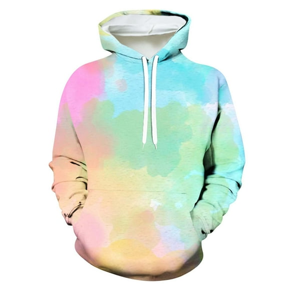 VALMASS Tie Dye Sweatshirts for Men Plus Size Long Sleeve Casual Pullover Hoodies Fashion Fall Winter Jogger Hooded Tops (S, Multicolor-E)