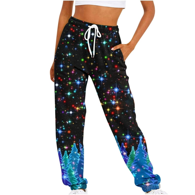 VALMASS Ugly Christmas Sweatpants for Women Drawstring Tie Up Casual Jogger Pants Elastic Waist Full Length Workout Trousers XL Blue A Walmart