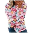 thumbnail image 1 of VALMASS Valentine's Day Plus Size Heart Print Sweatshirts Casual Long Sleeve Tops Loose Cozy Oversized Crewneck Sweatshirts (3XL, Pink-A), 1 of 5
