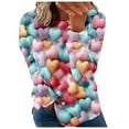 thumbnail image 1 of VALMASS Valentine's Day Plus Size Heart Print Sweatshirts Casual Long Sleeve Tops Loose Cozy Oversized Crewneck Sweatshirts (L, Multicolor), 1 of 5