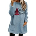 thumbnail image 1 of VALMASS Women Merry Christmas Crewneck Warm Tops Plus Size Long Sleeve Winter Velvet Tops Thick Thermal Sweaters (L, C Light Blue), 1 of 3
