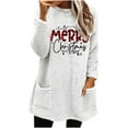 thumbnail image 1 of VALMASS Women Merry Christmas Crewneck Warm Tops Plus Size Long Sleeve Winter Velvet Tops Thick Thermal Sweaters (M, E White), 1 of 3