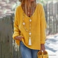 thumbnail image 1 of VALMASS Womens Knit Pullover Deep V Neck Sweater Plus Size Long Sleeve Solid Tops Casual Loose Fitting Sweater (2XL, Yellow), 1 of 6