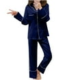 thumbnail image 1 of VALMASS Womens Pajama Sets Button Down Solid Color Cozy Pjs Long Sleeve Sleepwear Lounge Sets with Pocket (L, Blue), 1 of 5
