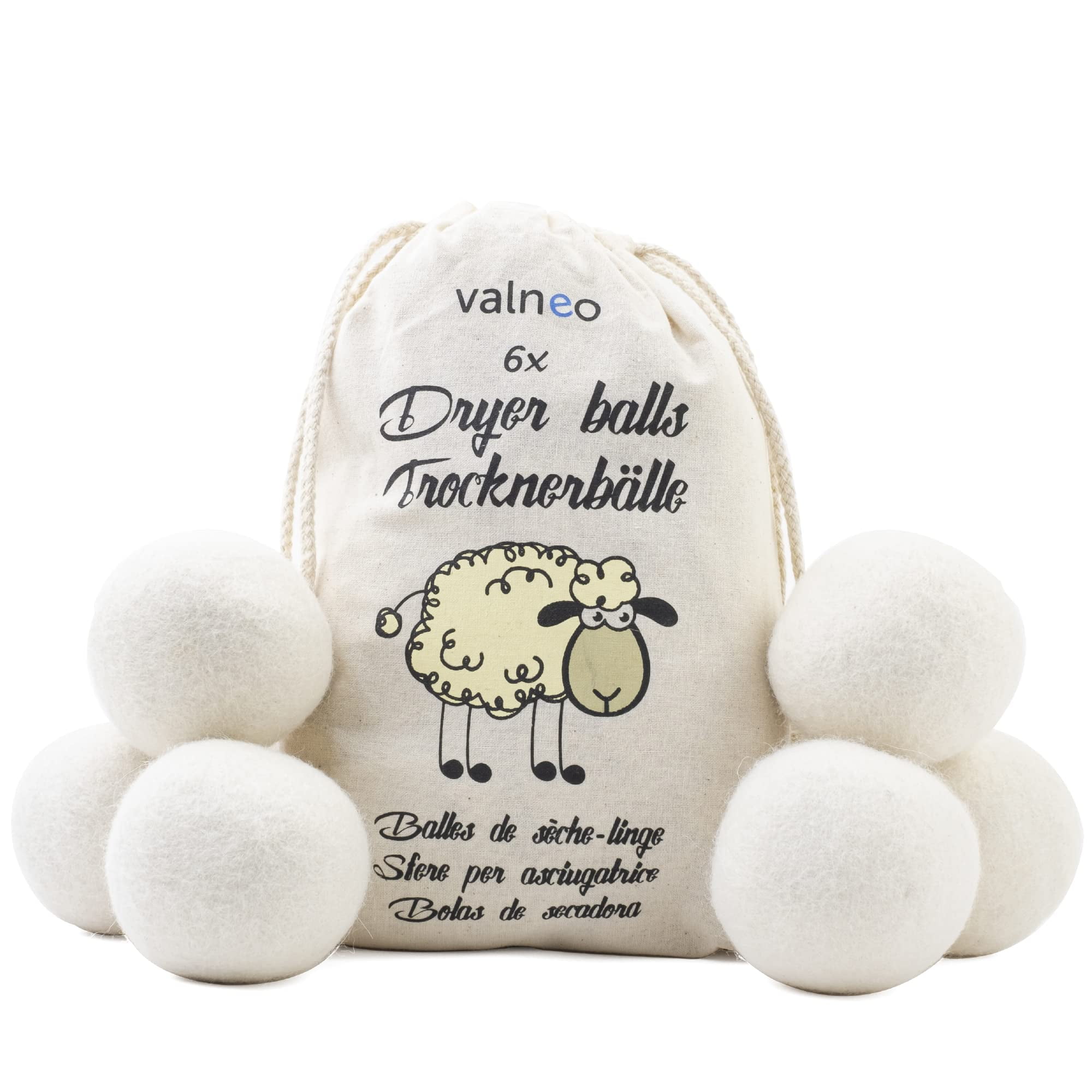 VALNEO Wool Dryer Balls Reusable Fabric Softener L