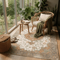 VALOMENE 4' x 6' Vintage Floral Medallion Area Rug, Distressed ...
