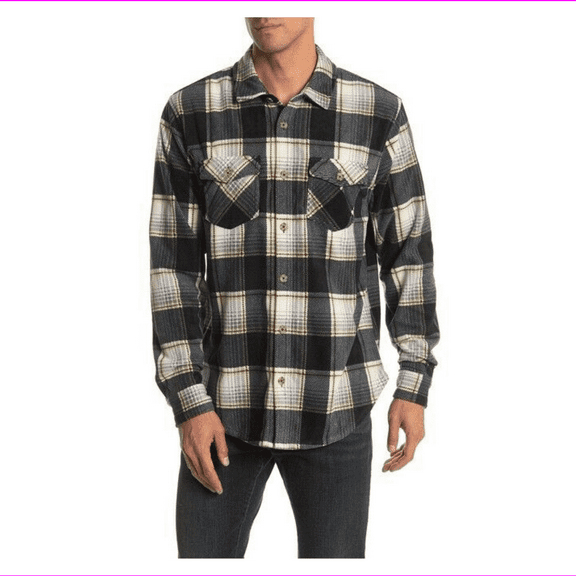 VALOR COLLECTIVE Battle Creek Plaid Print Regular Fit Shirt,NATURAL,L