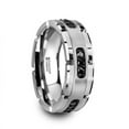 thumbnail image 1 of VALOR Grooved Tungsten Ring with Silver Inlay & Black Diamonds - 8mm - Size 8.5, 1 of 2