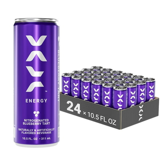 VALR Energy | Blueberry Tart Nitrogen-Infused Energy Drink | 24 Pack | 175mg Natural Caffeine from Green Tea | Pre-Workout Performance with Amino Acids & Antioxidants | Gluten-Free & Vegan