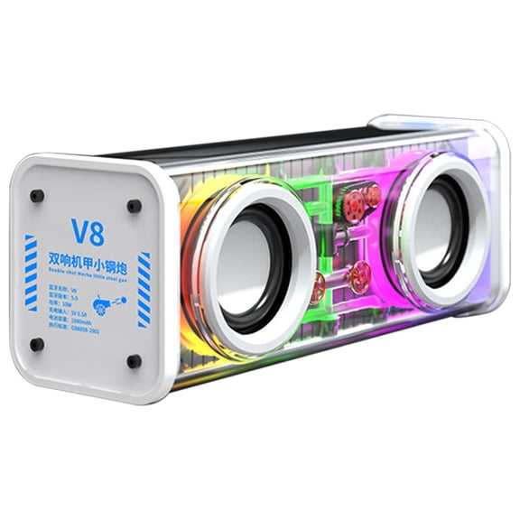 VALSEEL 2023 Transparent Mecha Wireless Bluetooth Speaker | Portable-Bluetooth-Speaker with LED Light, Stereo Sound, 5H Portable Wireless Speaker for Party