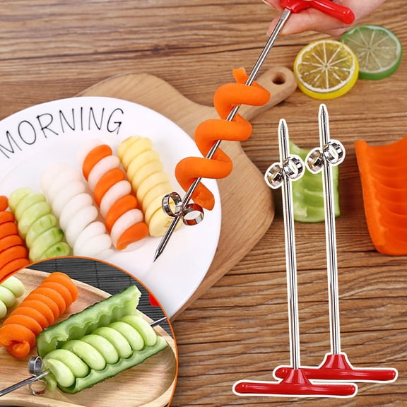 VALSEEL 2PC Rotating Machine Manual Magical Roller Spiraling Radish Potato Spiraling Cutter Gadgets for Home