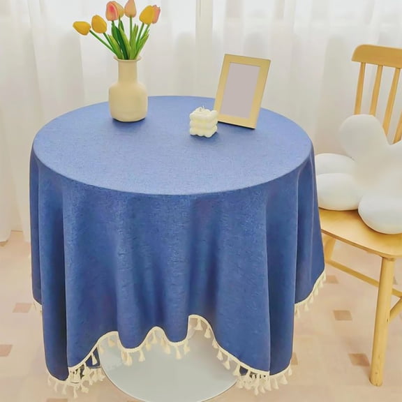 VALSEEL 60%Cotton,40%Linen Tablecloths With Fringe For Small Tables, 55x55 Inch Linen Sqaure Table Cloth For Wedding, Party, Indoor,Outdoor, Machine Washable
