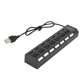 VALSEEL 7 Ports USB+HUB 2.0 Data Hub Splitter Individual On/Off Switches USB Port Expander for PC and Laptop Electronics