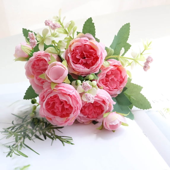 VALSEEL Beautiful Artificial Silk Fake Flowers Wedding Valentines Bouquet Bridal Decor