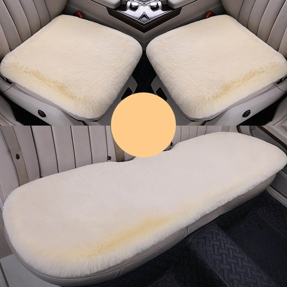 VALSEEL Car Seat Cushion 3 Sets Car Front Seat Cushion, Soft Warm Faux Rabbit Winter Auto Seat Cover, Plush Vehicle Seat Protector Pad with Non-Slip Backing, Car Accessories